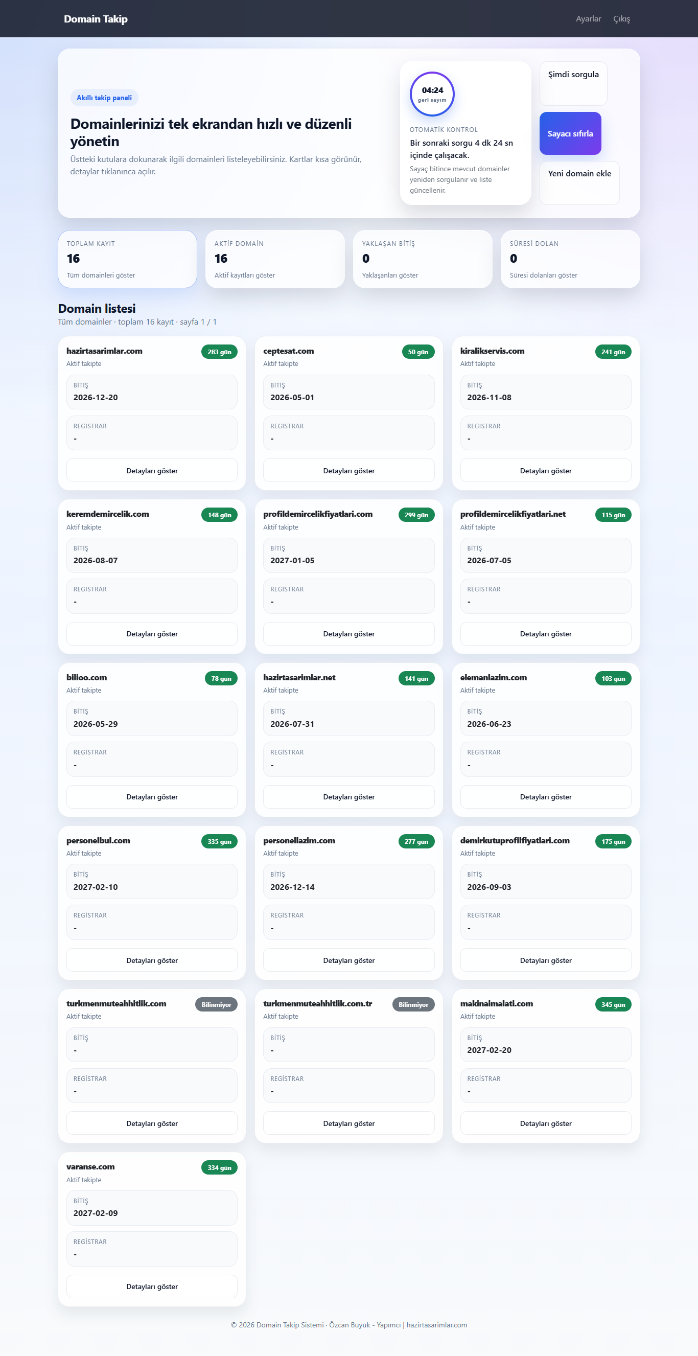 Domain Takip Scripti Veya Domain Sorgulama Scripti